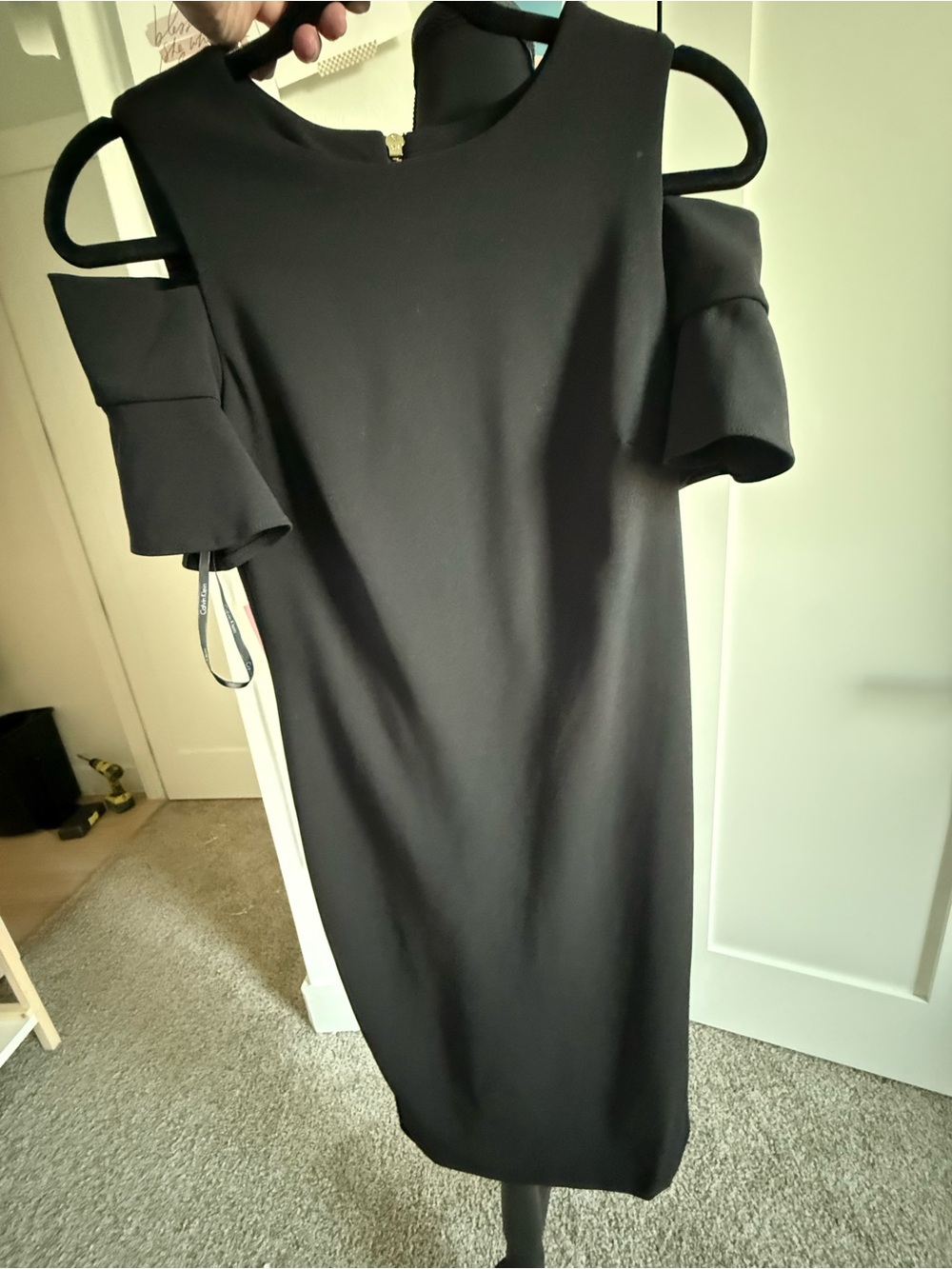 Calvin Klein Black Cold-Shoulder Midi Dress
